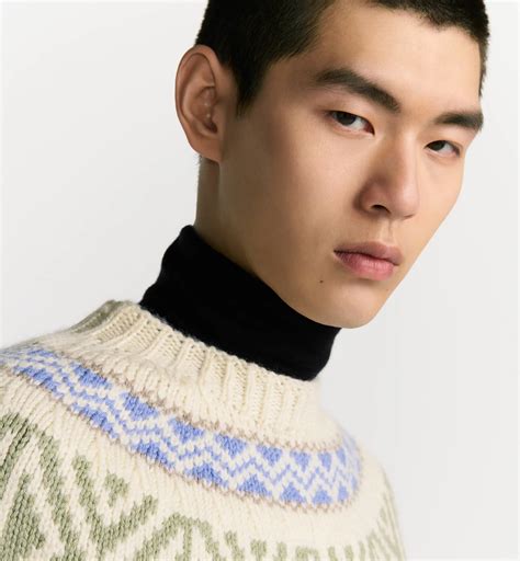 Dior Mountain Sweater White Wool Jacquard | DIOR