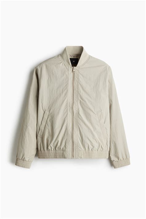 Men’s Light beige Regular Fit Nylon bomber jacket | H&M IN