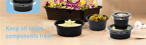 Buy KRUM Plastic Black Round Takeout Food Containers Food Storage ...