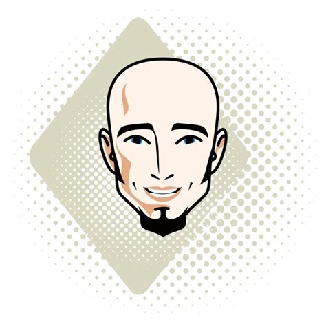 Ilustração vetorial de belo rosto masculino careca com barba ...