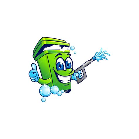 Premium Vector | A cartoon green garbage can with a thumbs up sign.