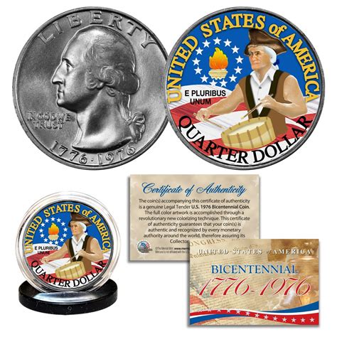 1976 Bicentennial U.S. Washington Quarter Colorized U.S. Coin Colonial ...