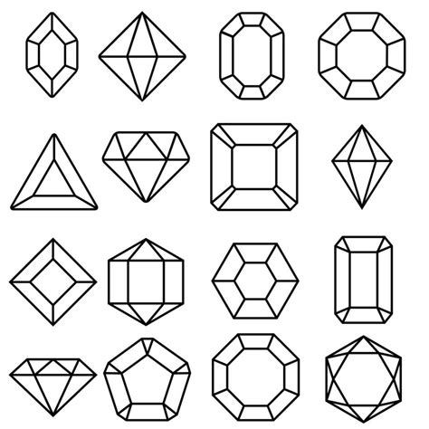 Gem icon vector set. Geometric gems diamonds illustration sign ...