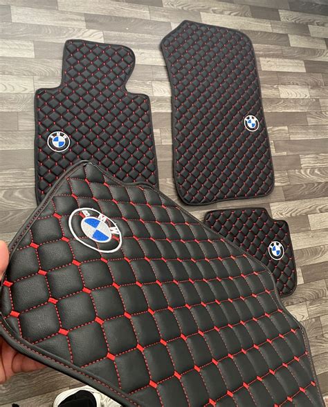 Custom Black and Red BMW Car Floor Mats