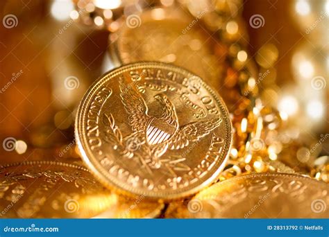 Five Dollars gold coins stock photo. Image of luck, euro - 28313792