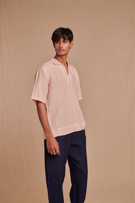 Blush Linen Men's Popover Shirt – Saphed