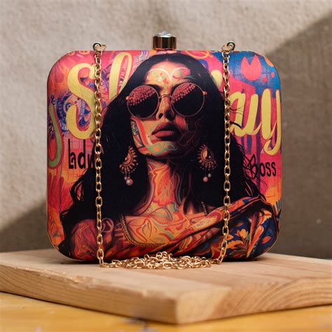 Sassy Woman Portrait Printed Clutch - Artklim