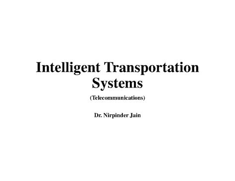 Ch 5 Lecture: Telecommunications in Intelligent Transport Systems - Studocu