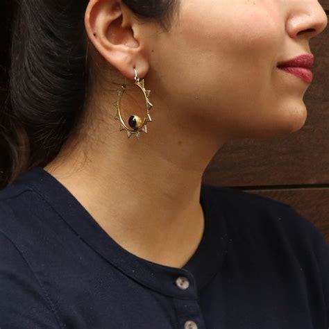 Get Sun Hoops With Stone Detail at ₹ 449 | LBB Shop