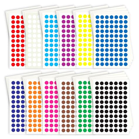 Twinster Mix Color (0.5 Inch) Round Dot Sticker Self Adhesive Labels ...