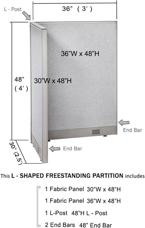 Buy GOF Freestanding L Shaped Office Partition, Large Fabric Room ...