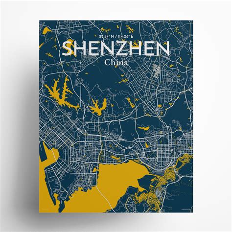 Shenzhen City Map, Art Print, Wall Decor - OurPoster.com