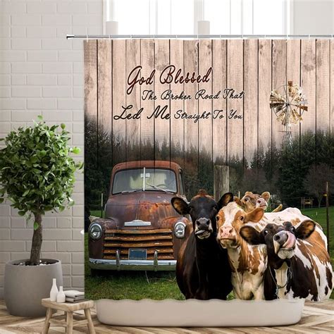 Buy KKIAYY Antique Car Shower Curtain American Classic Old Farm Truck ...