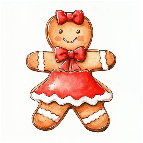 A drawing of a gingerbread man with a bow on his head | Premium AI-generated image