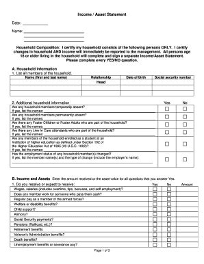 Income Asset Statement - Blank Fillable Template | Fill Out, Print ...