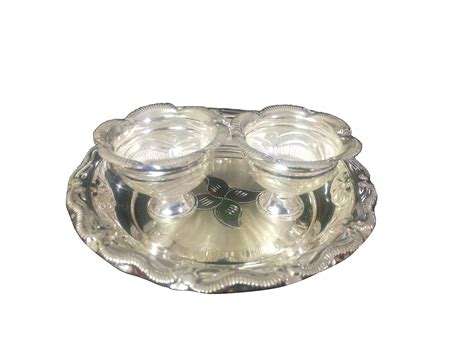 SHARON JEWELLERS Blended Sterling Silver Kumkum Barani Set with Plate ...