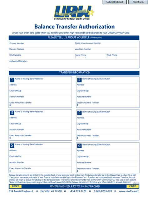 Fillable Online Balance Transfer Authorization - URW Community Federal ...