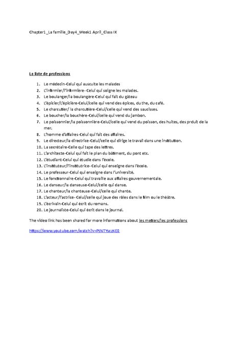 Chapter 1 La famille Day4 Week1 - Chapter1_La famille_Day4_Week1 April ...