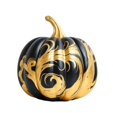Painted Gold And Black Pumpkin, Pumpkin, Thanksgiving, Halloween PNG ...