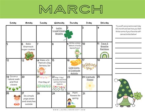 March activity calendar – Artofit