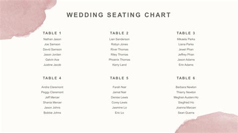 Wedding Seating Chart Template for Google Slides & PowerPoint
