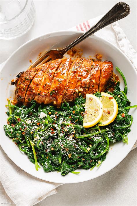 Asado Chicken Breasts Recipe with Sautéed Garlic Spinach — Eatwell101