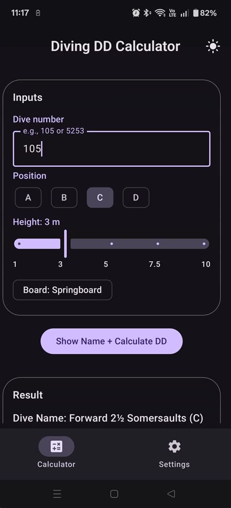 Diving D.D. Calculator