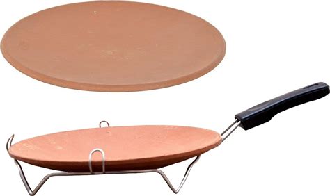 Buy R.V. CRAFTS Terracotta Desi Tawa with Stand with Extra Tawa Without ...