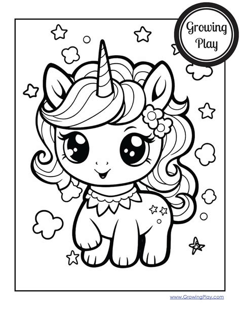Cute Kawaii Unicorn Coloring Coloring Pages