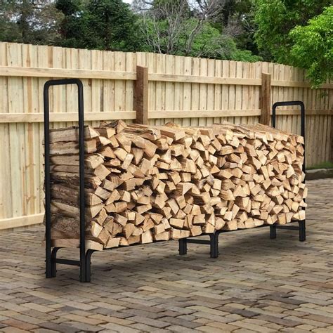 KingSo 8ft Firewood Rack Outdoor Heavy Duty Log Rack Firewood Storage ...