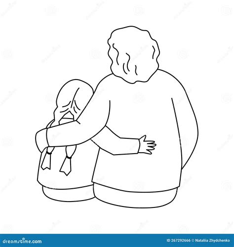 Grandmother is Hugging a Granddaughter Stock Vector - Illustration of ...
