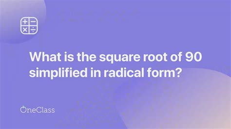 Square root of 90 simplified - YouTube