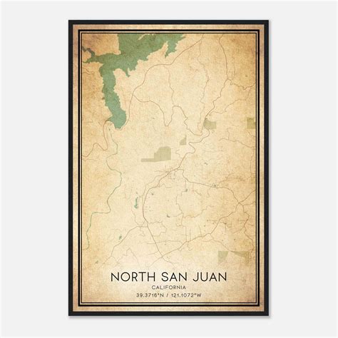 Vintage North San Juan California Map Poster, North San Juan CA City ...