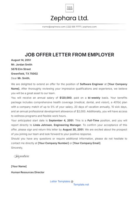 Free Job Offer Letter Templates, Editable and Printable
