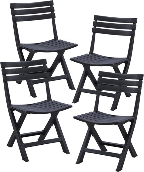 Amazon.com: BOOSDEN Folding Plastic Chairs 4 Pack, Foldable Patio ...
