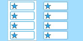 👉 Star Themed Square Box File Labels, cloakroom labels editable