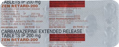 Zen Retard 200 MG Tablet (10): Uses, Side Effects, Price & Dosage ...