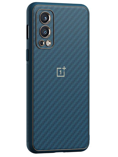 Navy Blue Carbon Leather Chrome Case for OnePlus Nord 2 5G
