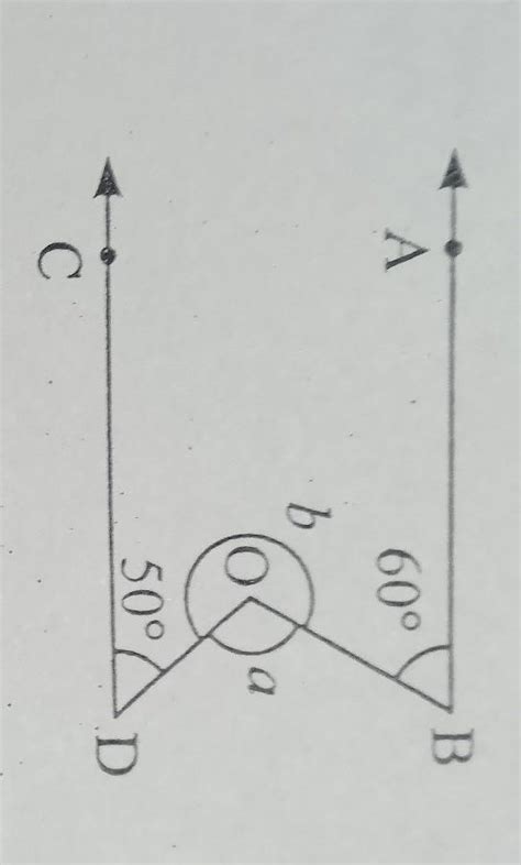 Q.14. In the given figure, AB || CD. ZABO = 60°, and CDO = 50°. Find a ...