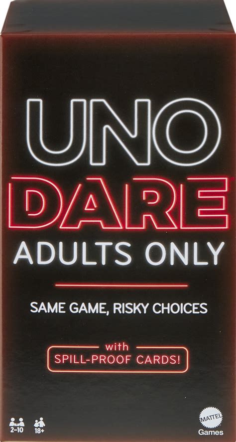 UNO Dare Adults Only Card Game, 2-10 Players, Waterproof Cards and Dice ...