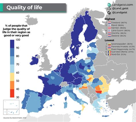 El mapa de Europa que muestra la calidad de vida de sus habitantes ...