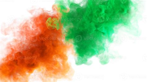Irish Green and Orange mystery smoke texture on a white background ...