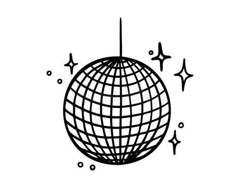 Disco Ball Doodle Hand Drawn Icon. Outline Drawing Disco Ball for Party ...
