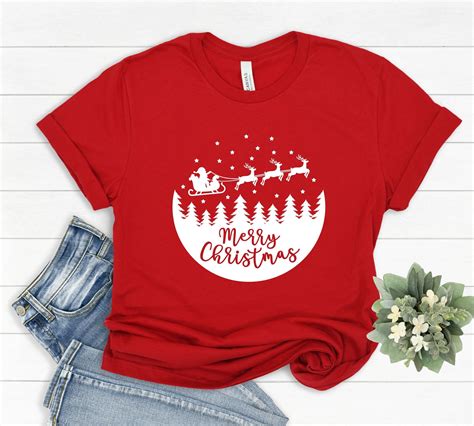 B371 Merry Christmas shirt, Christmas Santa Shirt, Christmas tree Shirt ...
