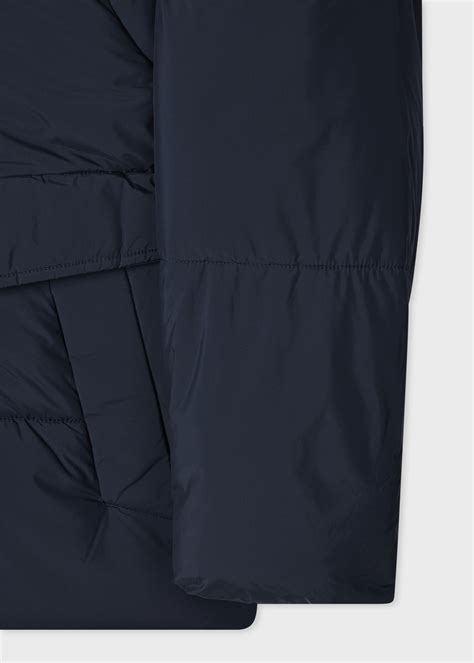 Men's Navy Blue Recycled Polyester Hooded Puffer Jacket