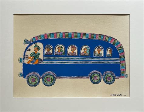 Buy Bus In Pithora art by Chanchal Soni- A Traditional Indian Artform