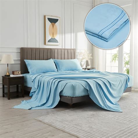 Amazon.com: WODFAMY Microfiber Full Size Bed Sheet Set Extra Soft Deep ...