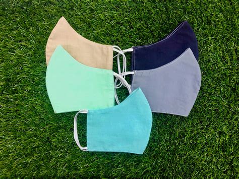 Conical 100% Cotton Protective Face Masks | Pack of 5 | Assorted Solid ...