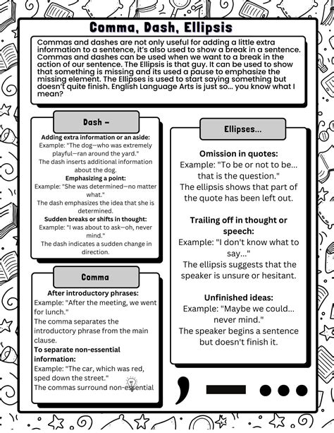 Master Punctuation with Comma, Dash & Ellipsis Worksheets