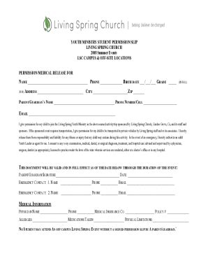 Fillable Online Youth Ministry Permission Slip - stfrancisweston.org ...